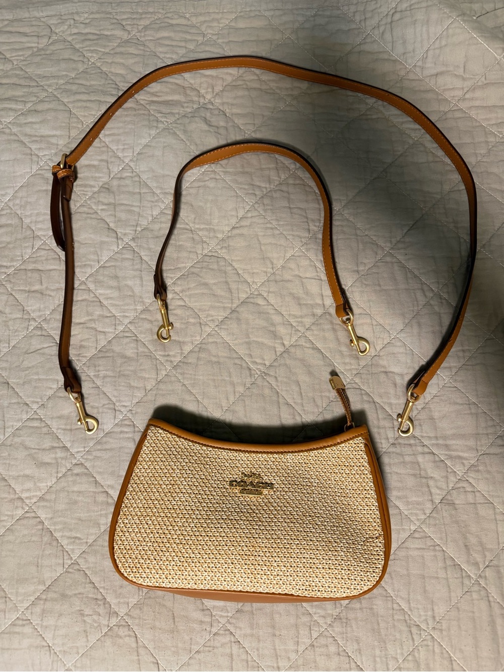 Straw Coach Teri Shoulder Bag
